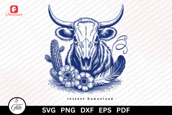 Boho Desert Western Cow Skull SVG PNG Review for Real Projects