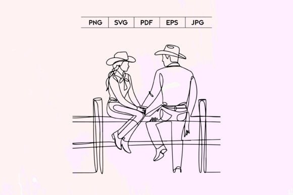 Cowboy Cowgirl Fence Couple SVG: A Rustic Charm for Embroidery Projects