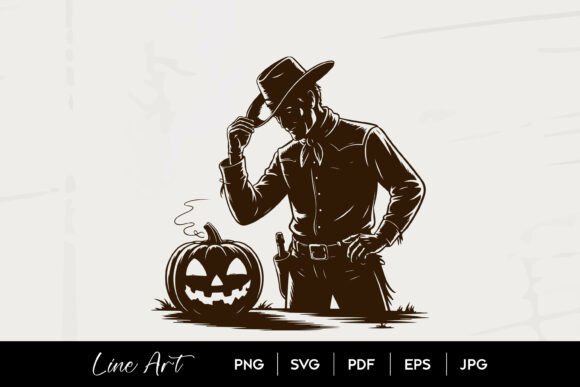 Cowboy Hat Pumpkin Halloween Line Art Review