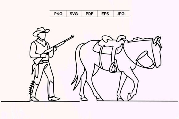 Cowboy with Rifle and Horse SVG: A Bold Statement for Embroidery Projects