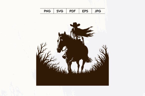 Skeleton Cowboy Horse SVG Art: A Bold Halloween Embroidery Design