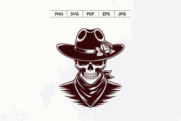Skeleton Cowboy Skull Hat Rose SVG Art Review for Real Projects